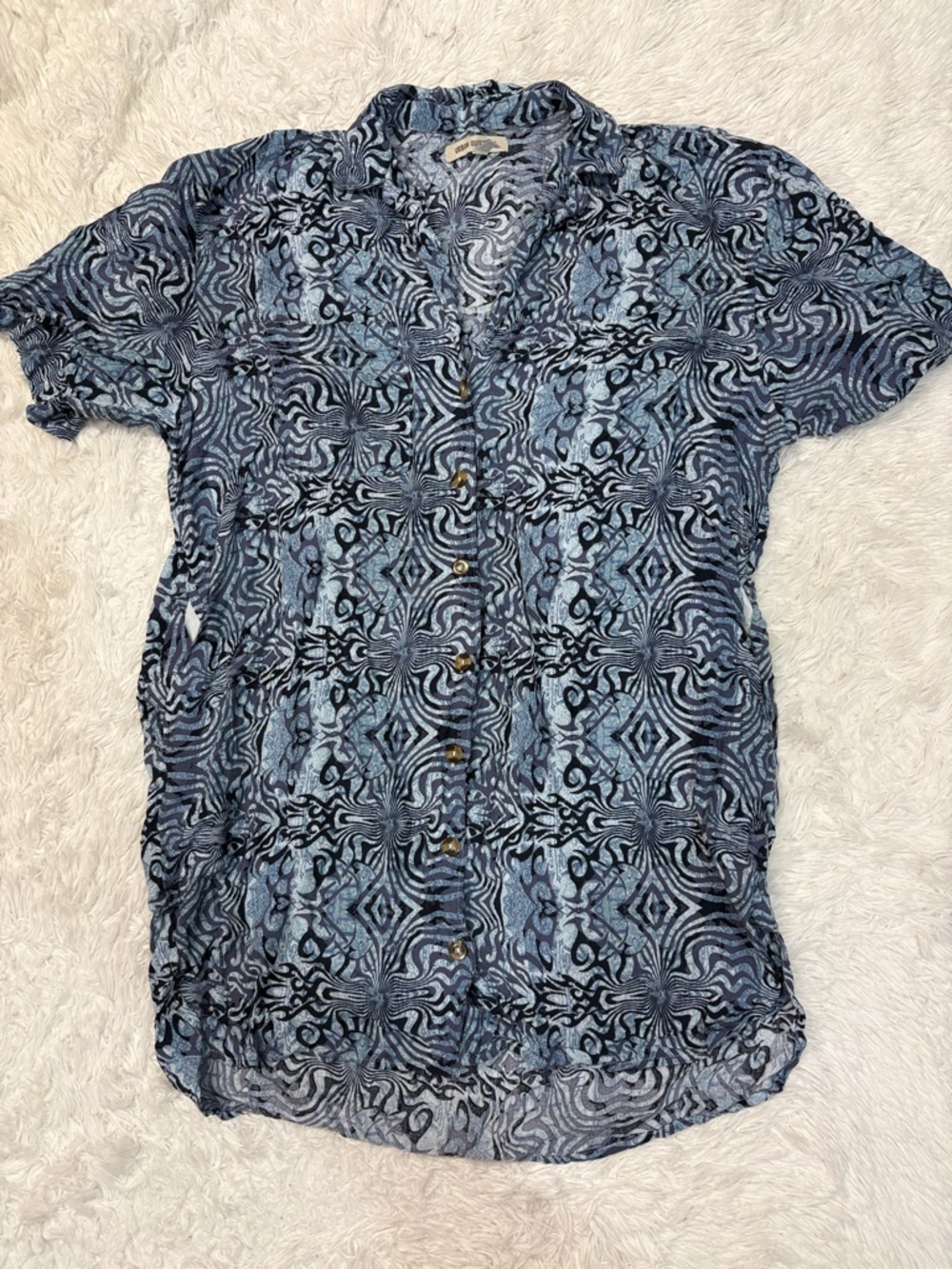 Urban Outfitters UO Dean Printed Shirt Dress Blue - Picture 3 of 5